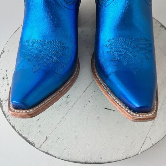 NEW Lane SMOKESHOW Womens Cowboy Boots 10 Blue Metallic Western Cowgirl Mid Calf - Picture 6 of 12